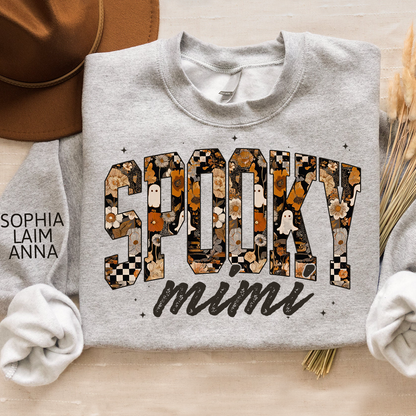 Personalized Spooky Grandma Halloween Sweatshirt, Gift for Mimi And Kids