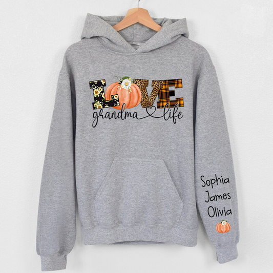 Personalized Love Grandma Life Fall Season Pumpkin Hoodie