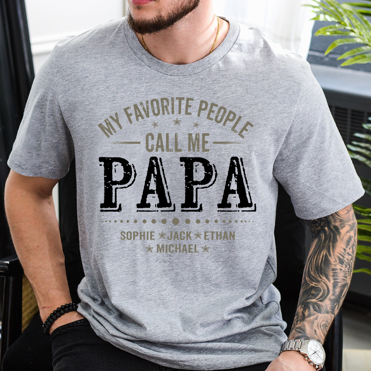 My Favorite People Call Me Papa Shirt with Kids Names, Custom Family Nickname for Dad Grandpa Birthday Father's Day Gift