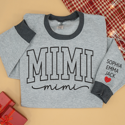 Colorful Crewneck, Custom Mimi Heart Embroidery And Grandkids Sweatshirt Mix