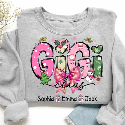 Gigi claus tree santa And Grandkids Christmas Sweatshirt