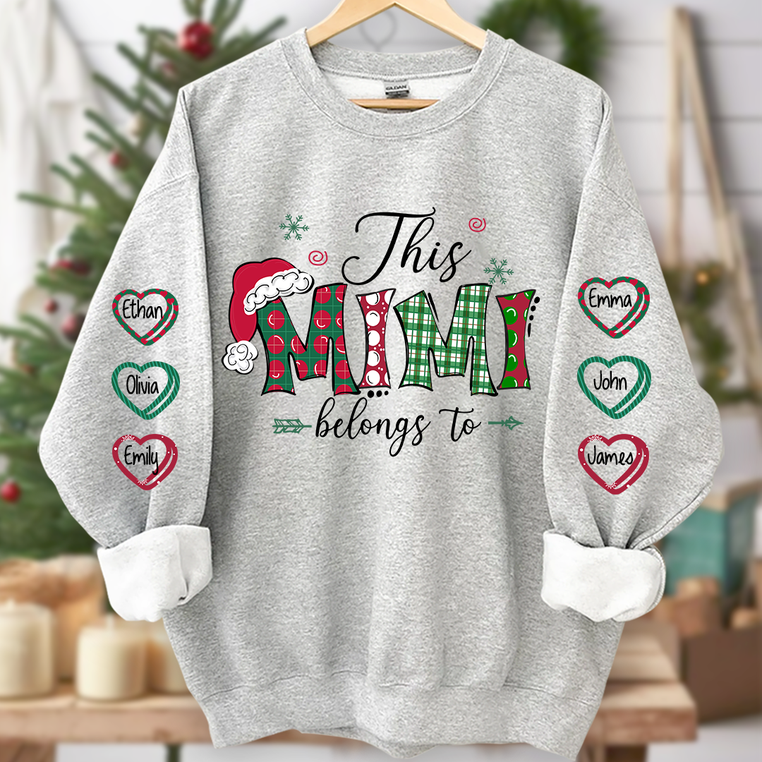 This Mimi belongs to merry christmas And Grandkids Name Sweatshirt