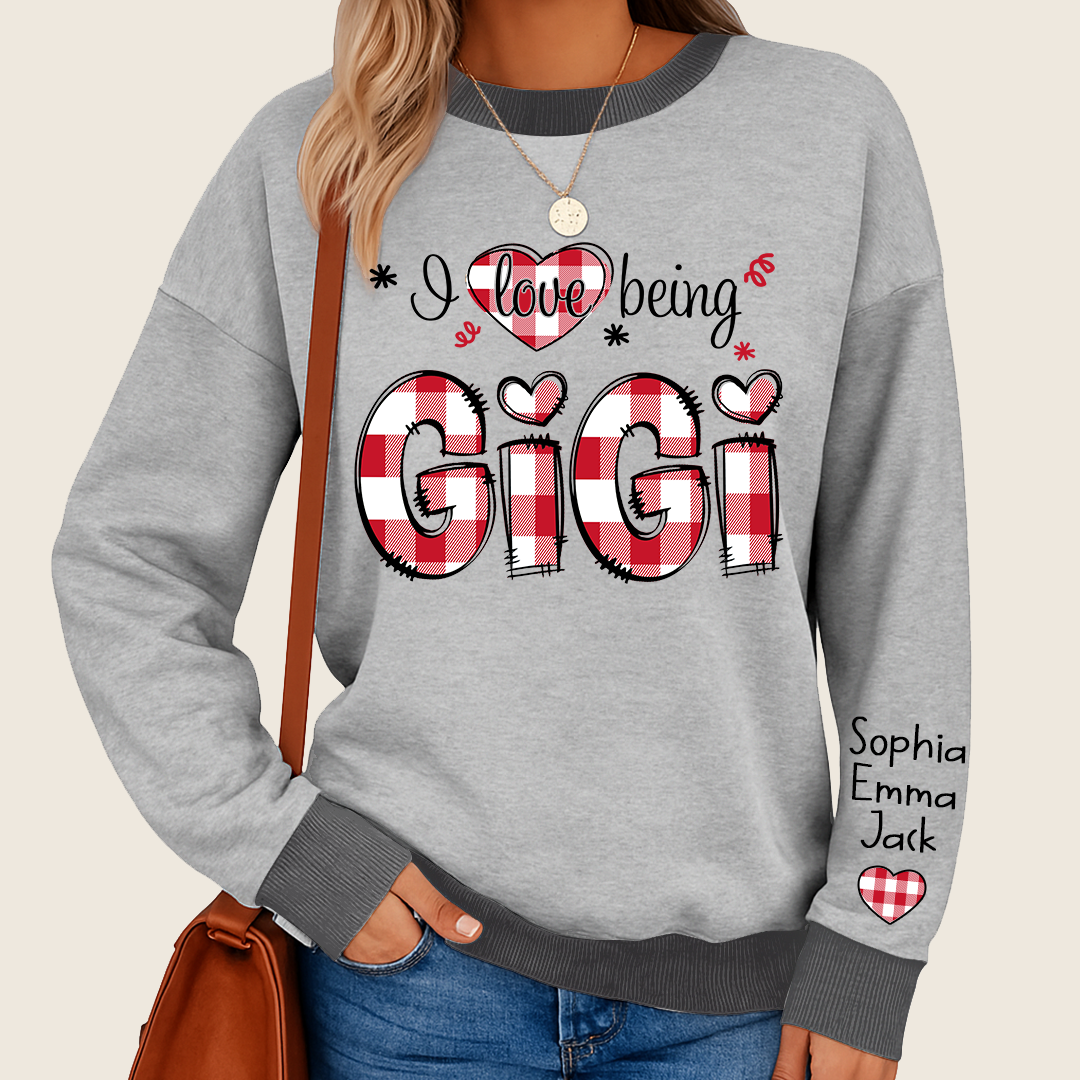 Custom 'I Love Being Gigi' Christmas & Valentine Gift for Grandmothers - Personalized Names - Cozy Holiday Shirt for Gigi Sweatshirt Mix