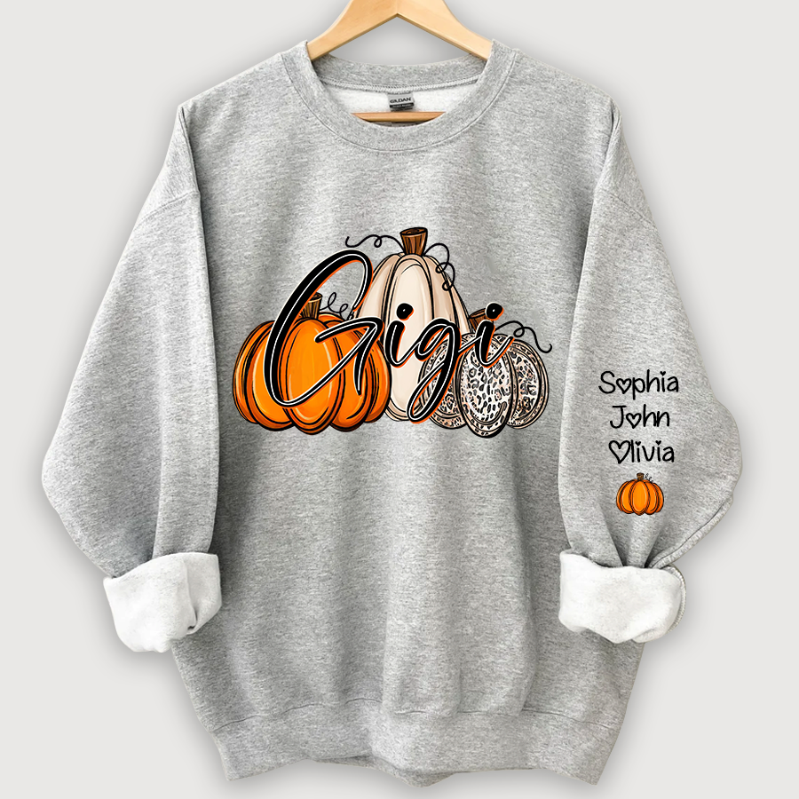 Personalized Gigi, Grandma Pumpkins Autumn And Grandkids Sweatshirt