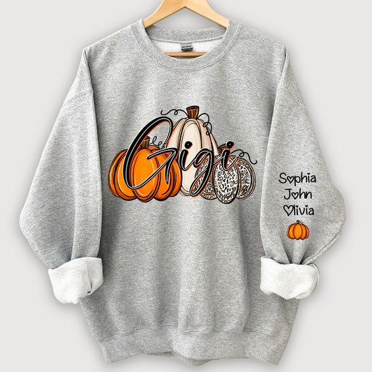Personalized Gigi, Grandma Pumpkins Autumn And Grandkids Sweatshirt