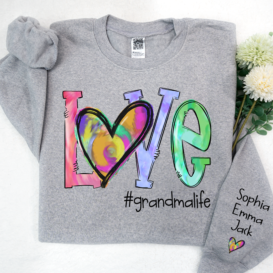 Love Grandmalife colorful heart  And Grandkids 2024 Sweatshirt