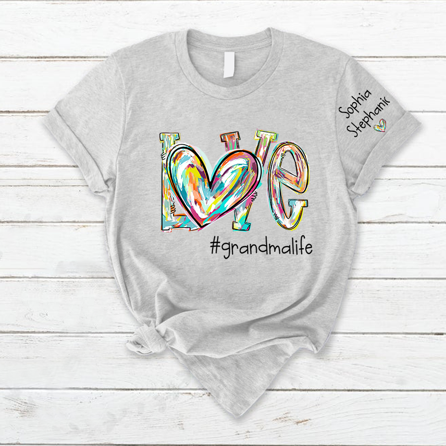 Love Grandma Life Fall Autumn Color Clipart Custom T-Shirt