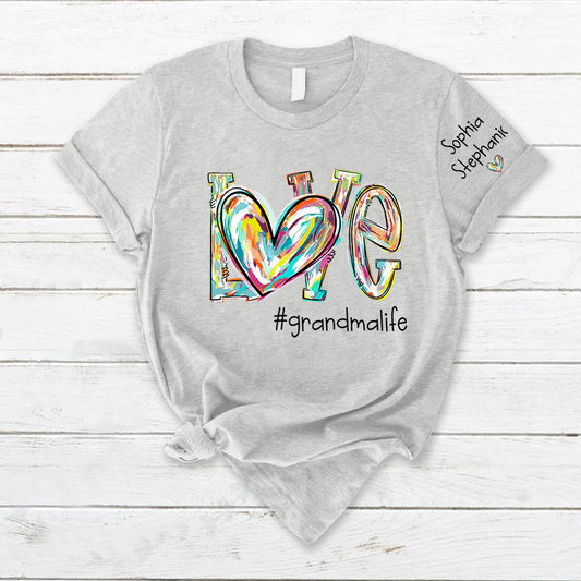 Love Grandma Life Fall Autumn Color Clipart Custom T-Shirt