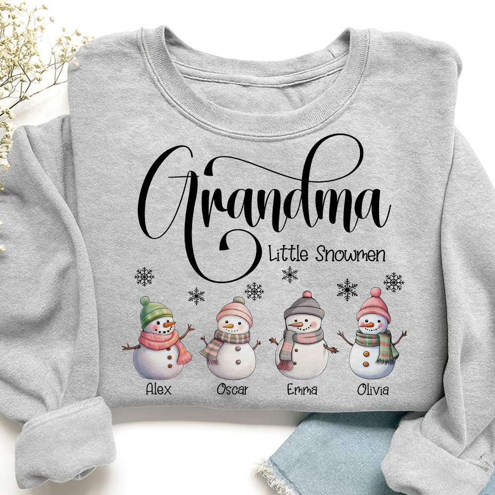 Grandma Little Snowmen And Grandkids Merry Christmas Sweatshirt