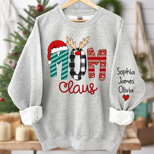 Merry Christmas  Mom Claus Sweatshirt, Custom Mom , Mama and Kids Sweatshirt