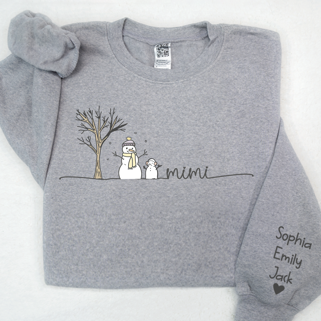 Personalized Mimi Christmas Snowman And Grandkids