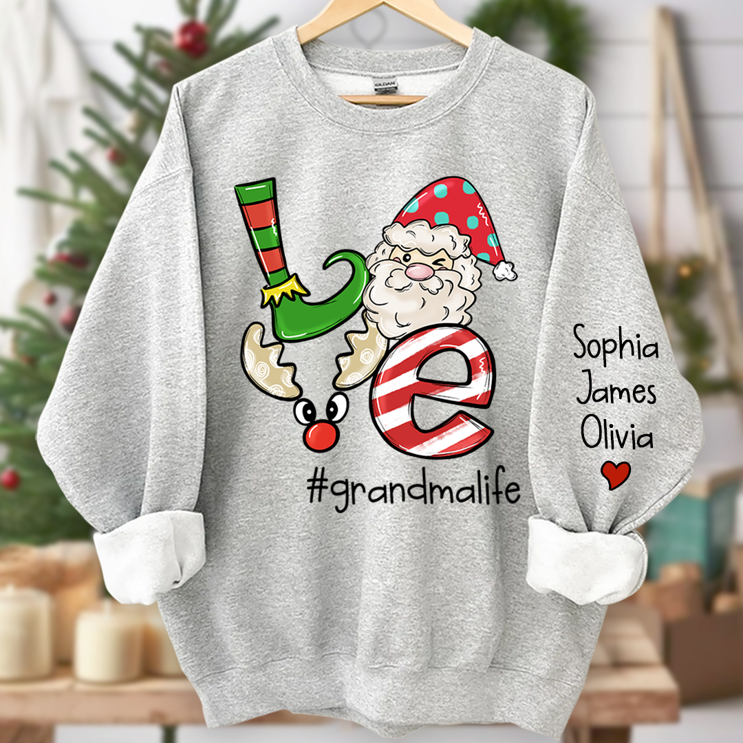 Personalized Love grandmalife Merry Christmas and Grandkids Sweatshirt