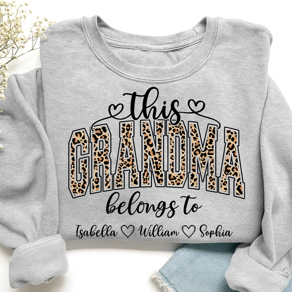 This Grandma Leopard Belongs To And Grandkids Sweatshirt