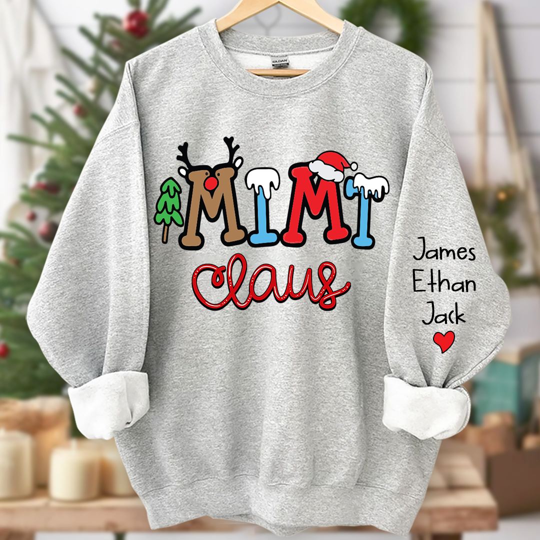 Custom Christmas Mimi Claus Sweatshirt, Merry Christmas Nana Sweatshirt, Custom Grandma Claus Christmas