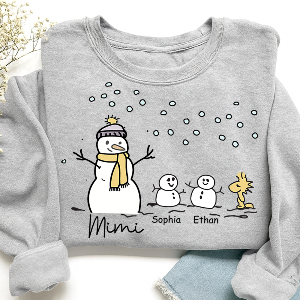 Personalized Mimi Snowman Sweatshirt with Grandkids – Christmas Gifts Sweatshirt