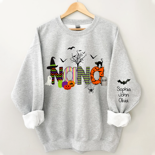 Personalized Halloween Doodle Alphabet Nana Grandma Grandkids Sweatshirt