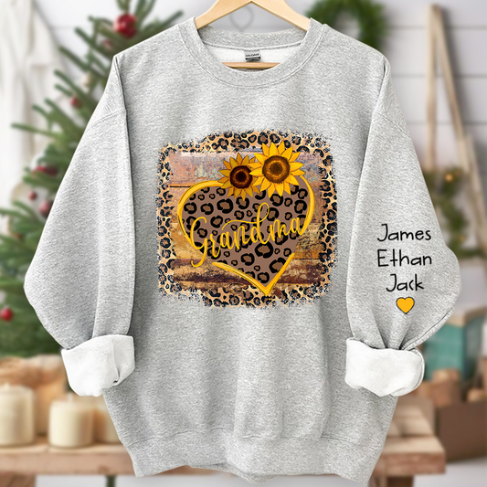 Personalized Mimi Heart Sunflower Sweatshirt Custom Grandma and Grandkids Sweatshirt