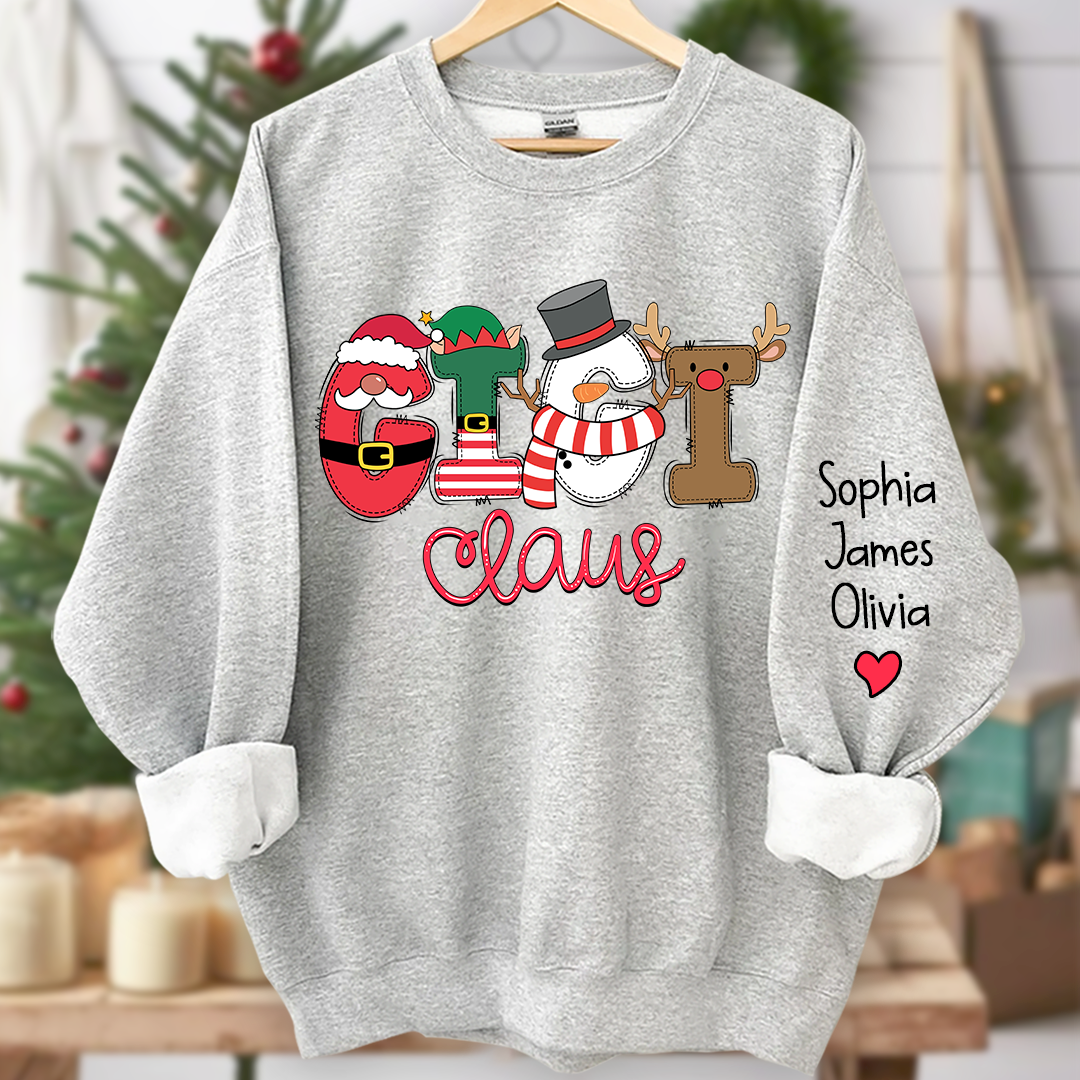 Gigi Claus Merry Christmas Grandma Claus, Nana Claus and Grandkids Sweatshirt