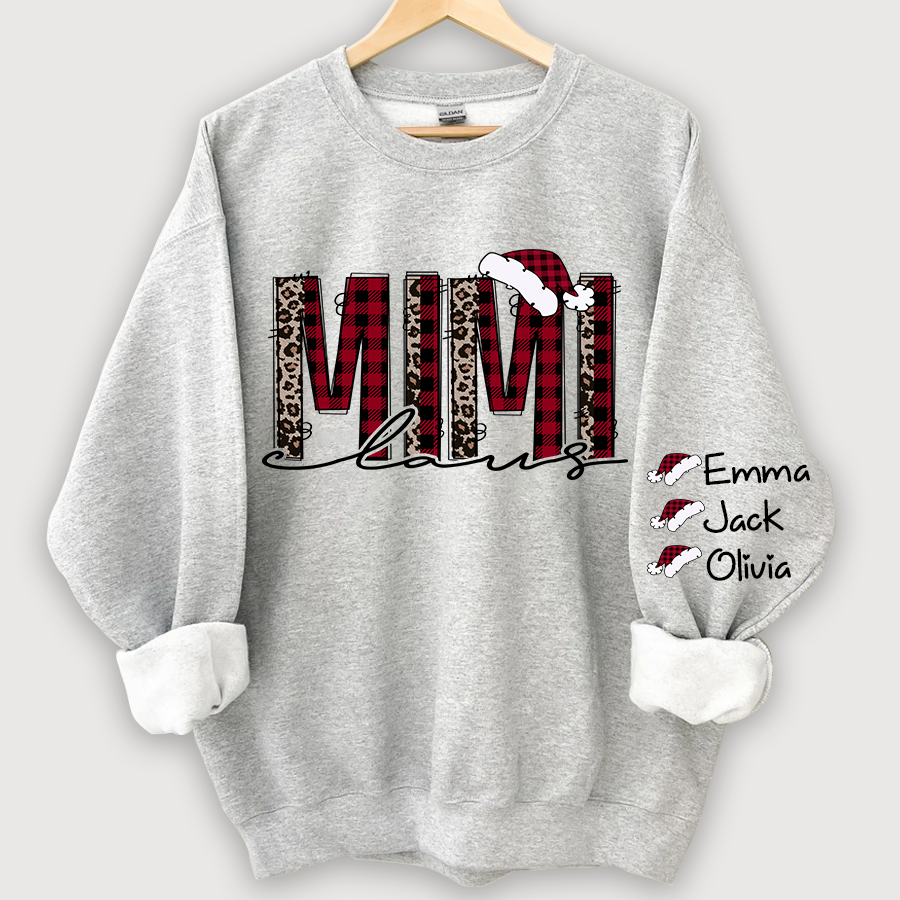 Personalized Mimi Claus Christmas And Grandkids Sweatshirt