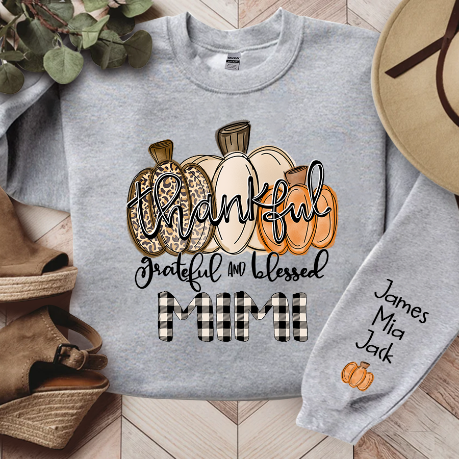 Thankful Grateful And Blessed Grandma Pumpkin Fall Sweatshirt
