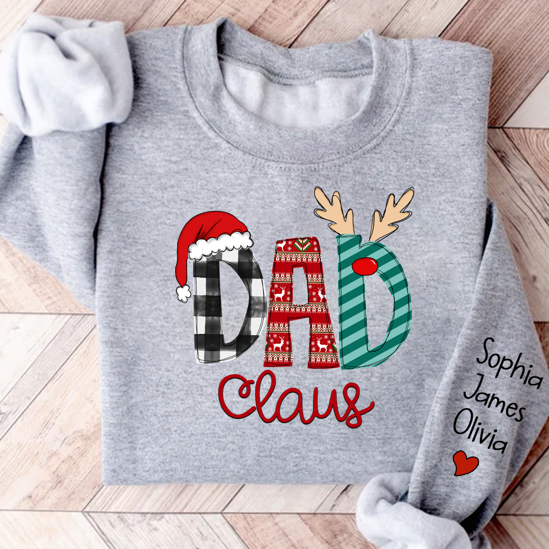 Dad Claus Merry Christmas Papa Claus Gift Custom Name Kids Sweatshirt