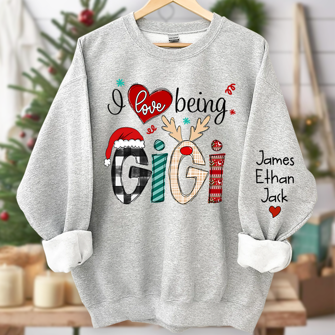 Christmas I love being Gigi Claus Sweatshirt, Merry Christmas Nana Sweatshirt, Custom Grandma Claus Christmas