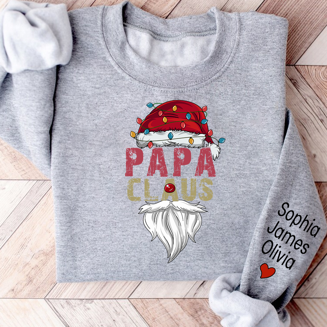 Merry Christmas Papa Claus, Dad Claus 2023 And Custom Name Kids Sweatshirt