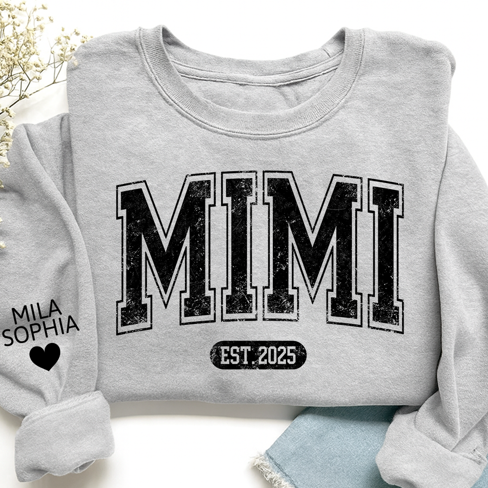 Mimi est with Grandkids’ Names, Custom Gift for Grandma Sweatshirt