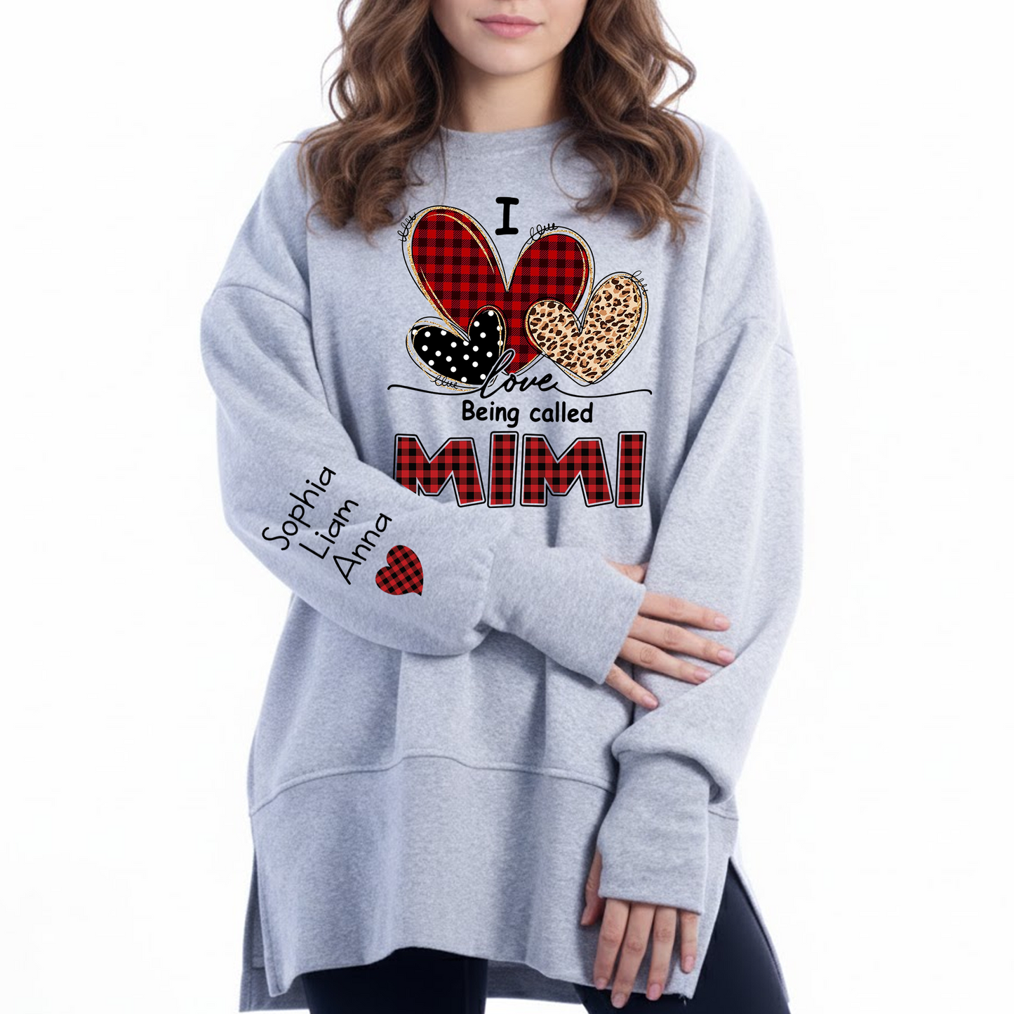 I Love Being Calling Mimi Oversized Sweatshirt, Personalized Grandma Shirt with Kids Names