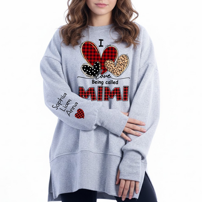 I Love Being Calling Mimi Oversized Sweatshirt, Personalized Grandma Shirt with Kids Names