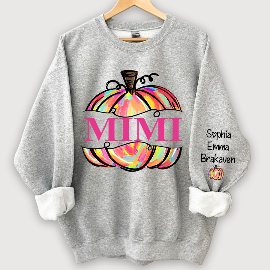 Personalized Mimi Painted Pumpkin Fall Autumn Sweatshirt
