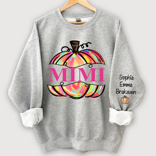 Personalized Mimi Painted Pumpkin Fall Autumn Sweatshirt
