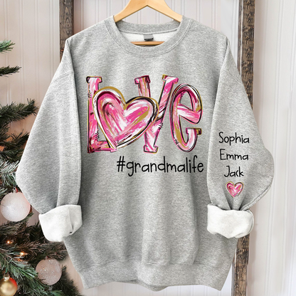 Love grandmalife pink color Christmas And Grandkids Sweatshirt