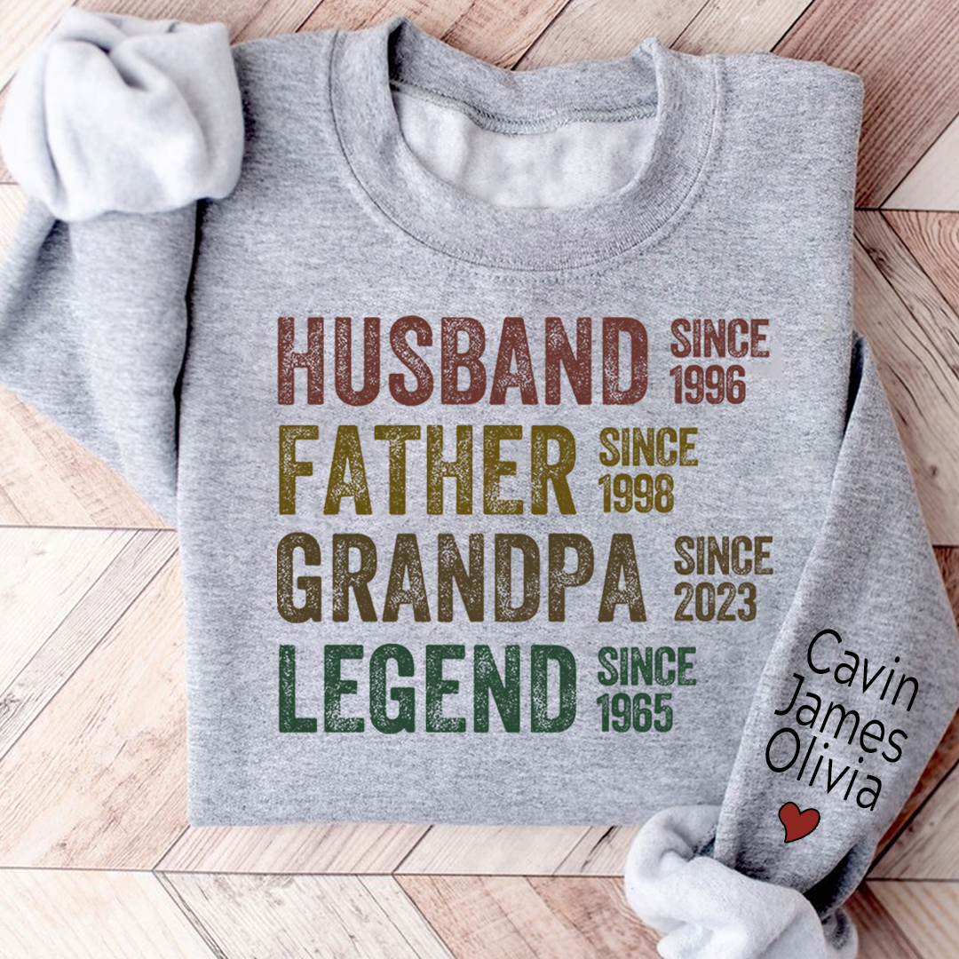 Personalized Dad Grandpa Husband Father Grandpa Legend 2023 And Custom Name Kids Sweatshirt