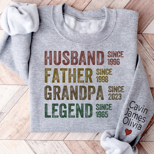 Personalized Dad Grandpa Husband Father Grandpa Legend 2023 And Custom Name Kids Sweatshirt