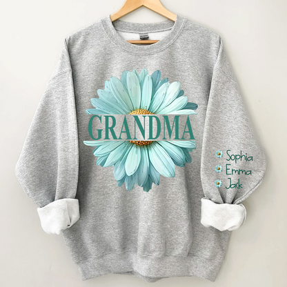 Grandma Flower Daisy Color And Grandkids Sweatshirt