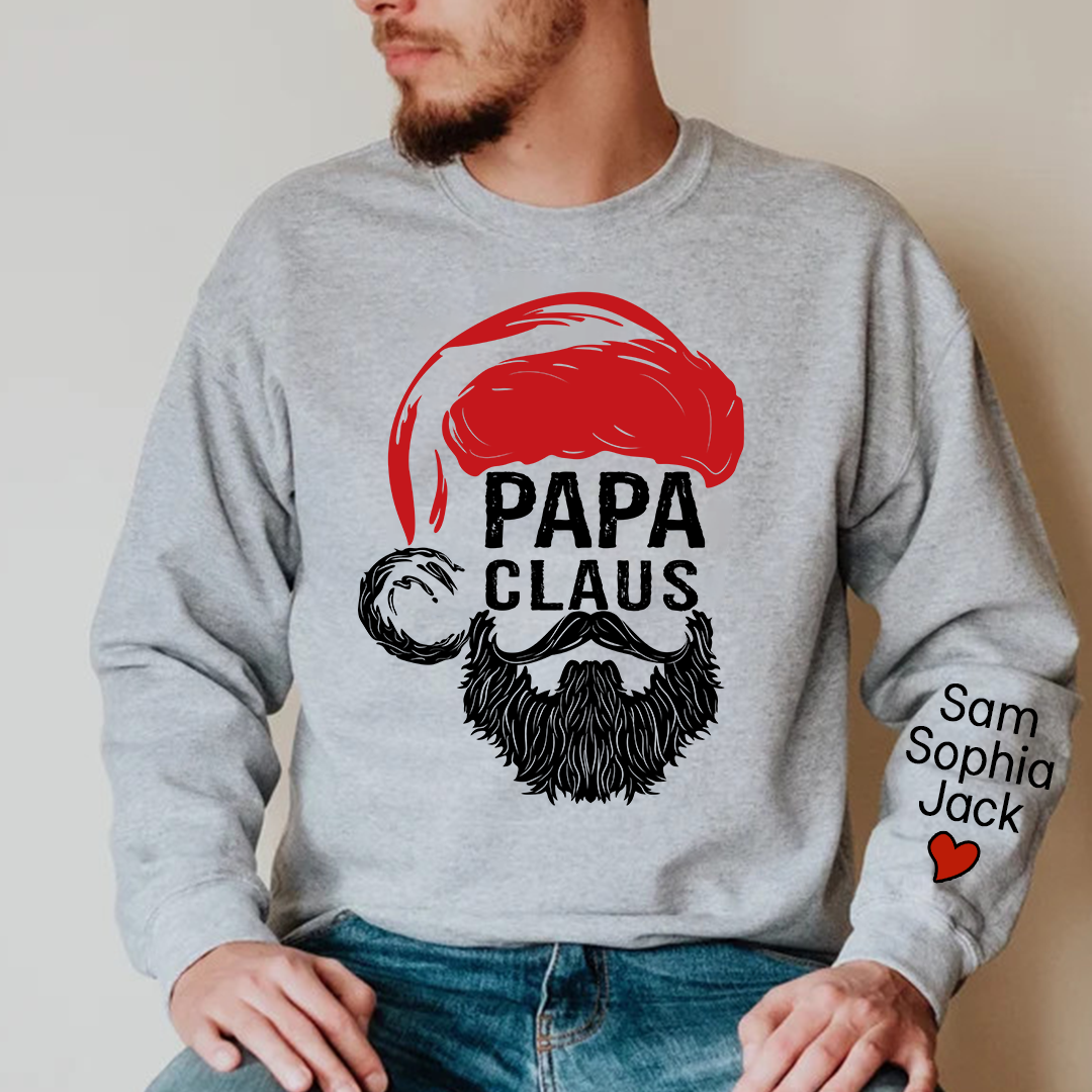 Christmas Papa Claus 2023 Gift Custom Name Kids Sweatshirt