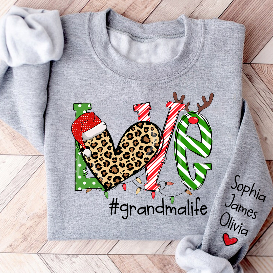 Merry Christmas Love grandmalife Sweatshirt with Grandkids Sweatshirt