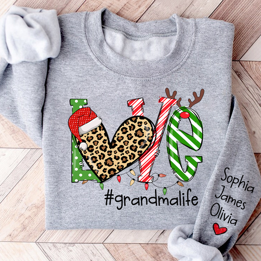 Merry Christmas Love grandmalife Sweatshirt with Grandkids Sweatshirt