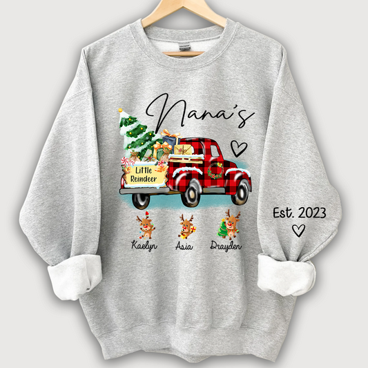 Nana's little reindeer Christmas And Grandkids Sweatshirt