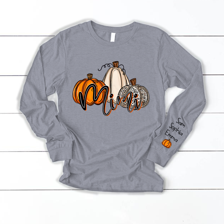Personalized Mimi, Grandma Pumpkins Autumn Longsleeve
