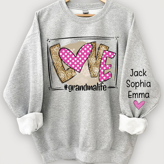Love grandmalife pink giltter Sweatshirt with kids Valentine's Day Sweatshirt