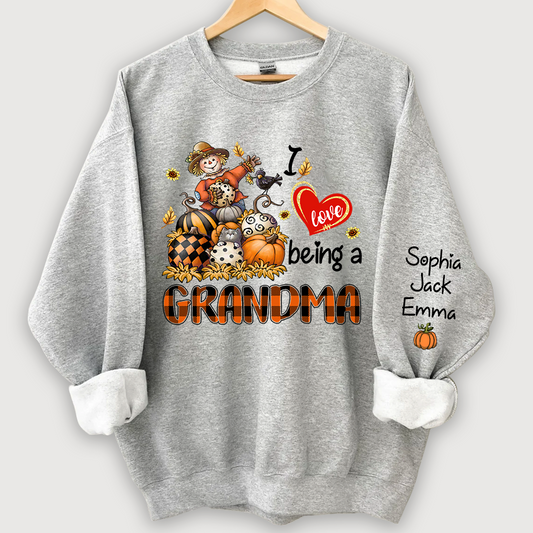 I Love Being A Grandma Pumpkin And Grandkids Autumn Sweatshirt