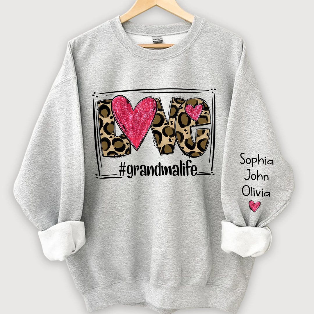 Love Grandmalife Leopard glitter And Grandkids Sweatshirt