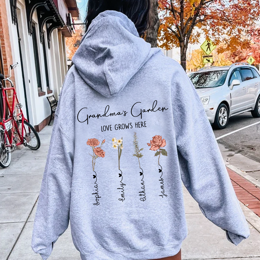 Grandma's Garden Love Grows Here With Grandkids Hoodie