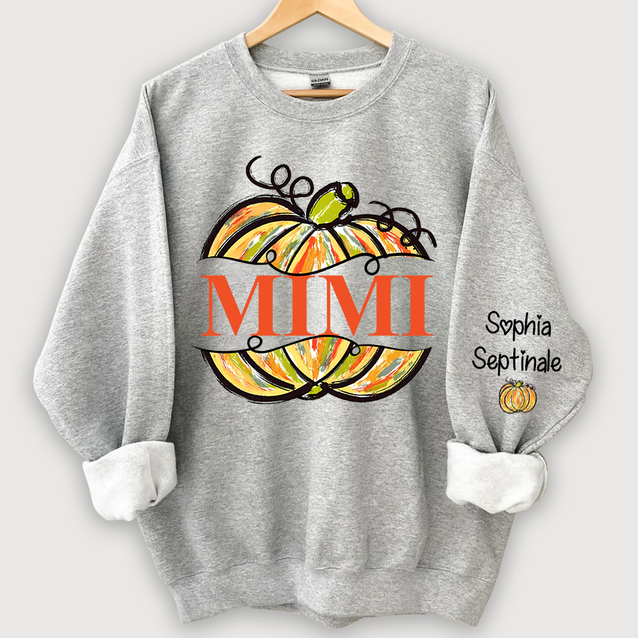 Personalized Pumpkin Color Painted Mimi And Grandkids CL01 Sweatshirt