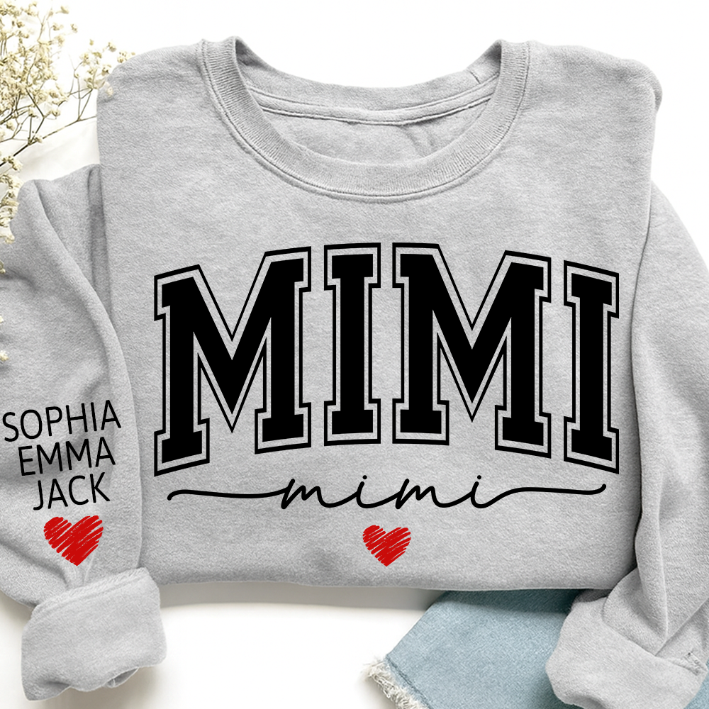 Personalized Mimi Sweatshirt with Grandkids’ Names, Gift for Grandma Birthday Christmas Sweatshirt