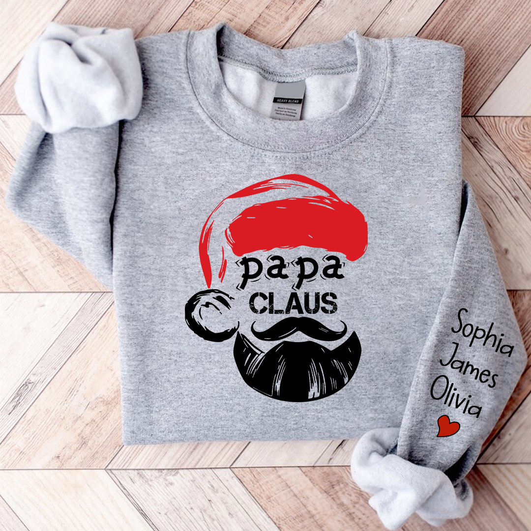 Merry Christmas Papa Claus, Dad Claus Gift Custom Name Kids Sweatshirt