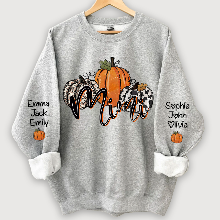 Personalized Mimi, Grandma Pumpkins Autumn And Grandkids CL01 Sweatshirt