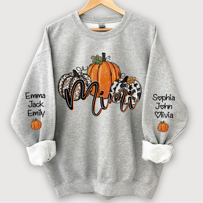 Personalized Mimi, Grandma Pumpkins Autumn And Grandkids CL01 Sweatshirt